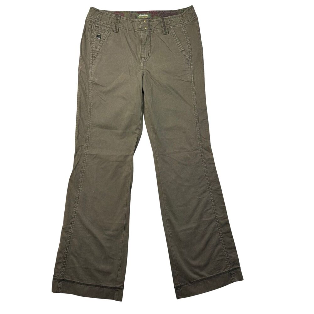 Eddie Bauer Pants Womens 6 Green Ankle Military Cargo Outdoor Camping Hiking